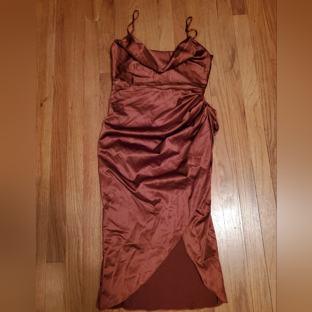 Shein draped collar satin cami dress